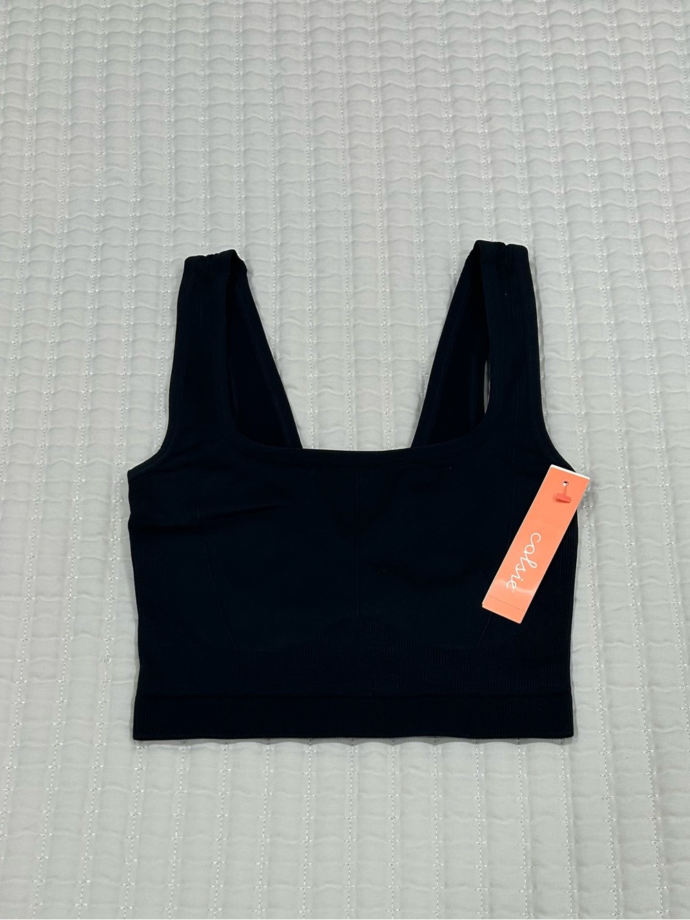 Women’s Ribbed Cropped Tank Top Black Size S.